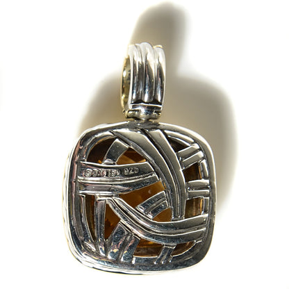 David Yurman Sterling Silver 18K Yellow Gold Citrine 14mm Albion Enhancer Pendant 3 of 7