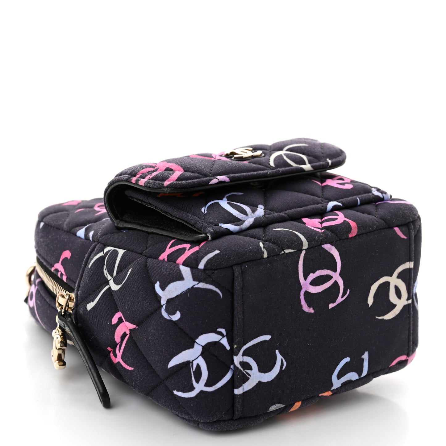 Printed Fabric Quilted CC Mini Classic Backpack Black Multicolor