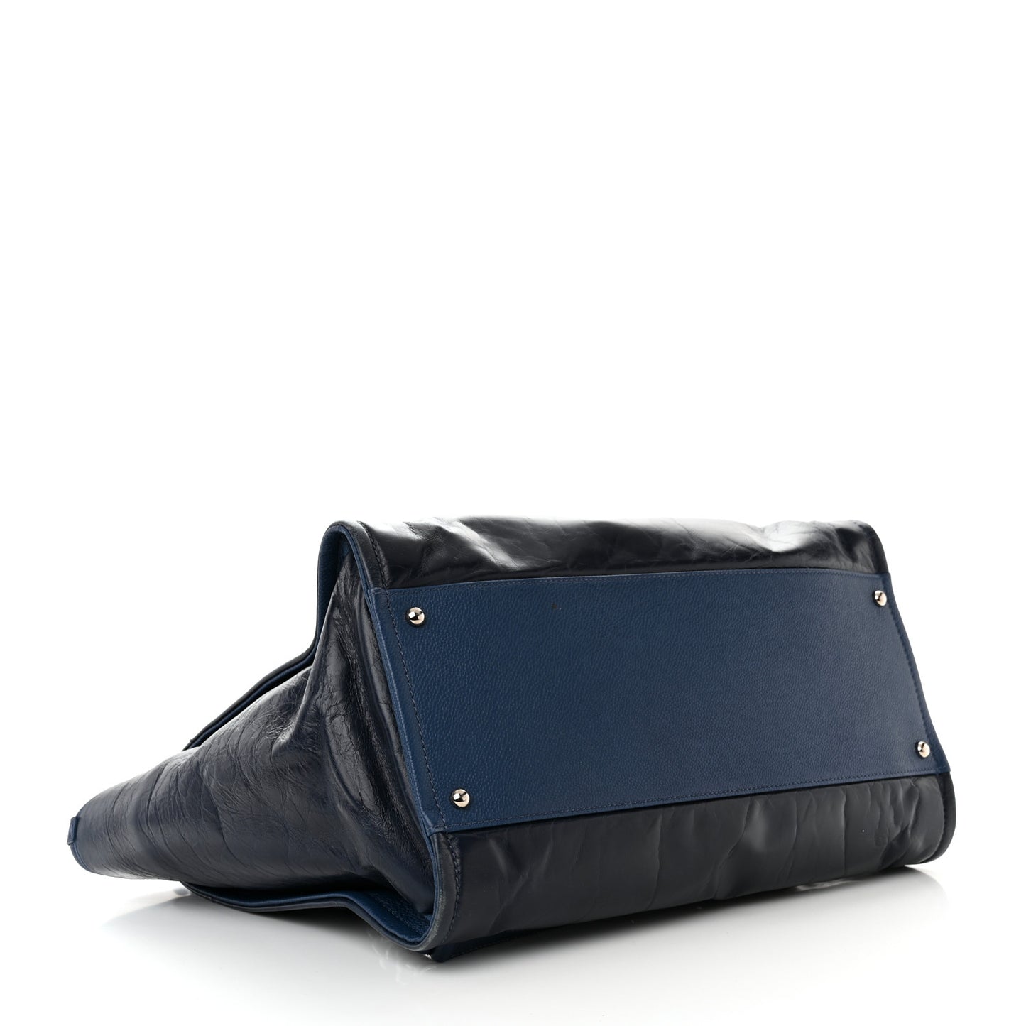 Glazed Calfskin Large Deauville Tote Blue