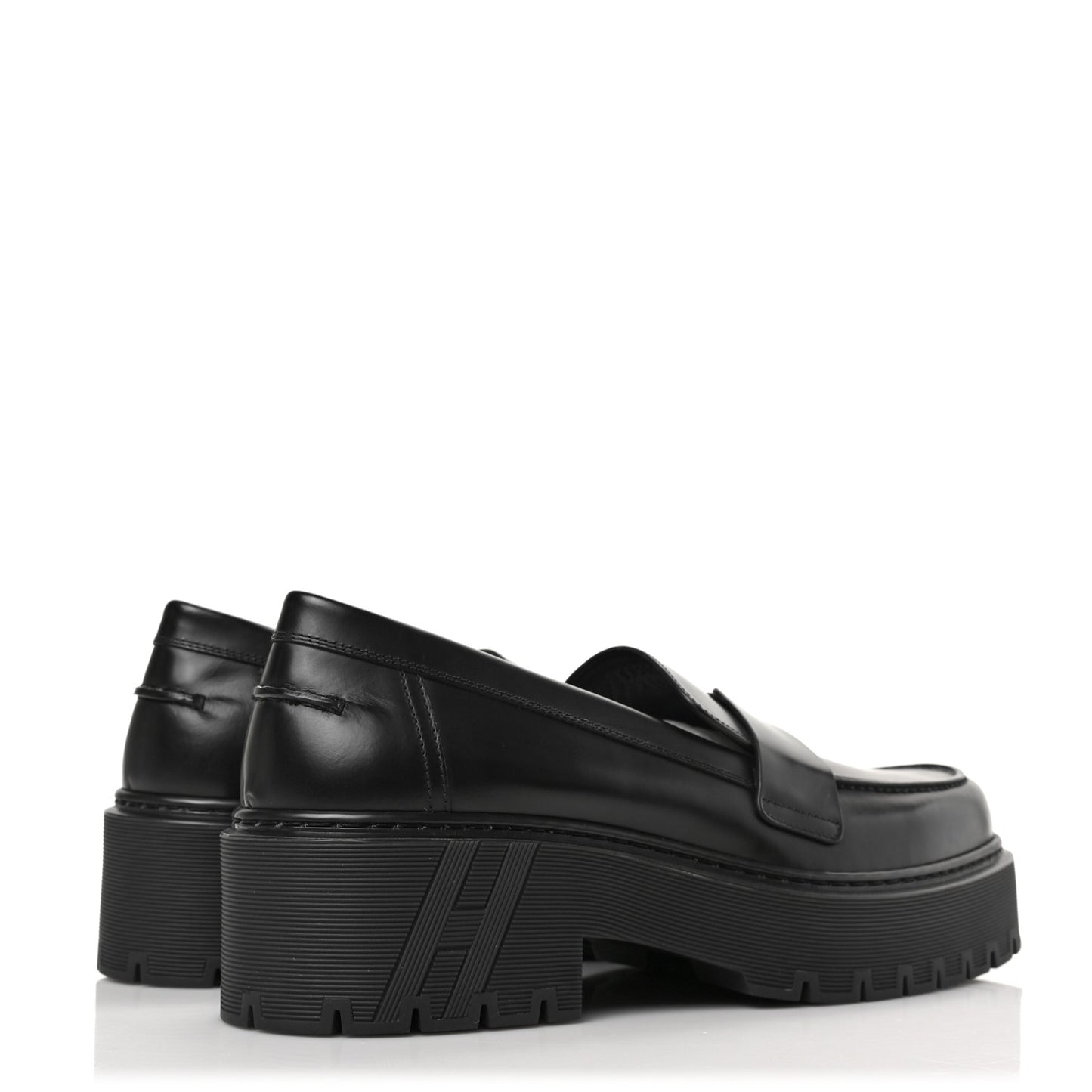 Glazed Calfskin Womens Hitch Loafers 41 Black
