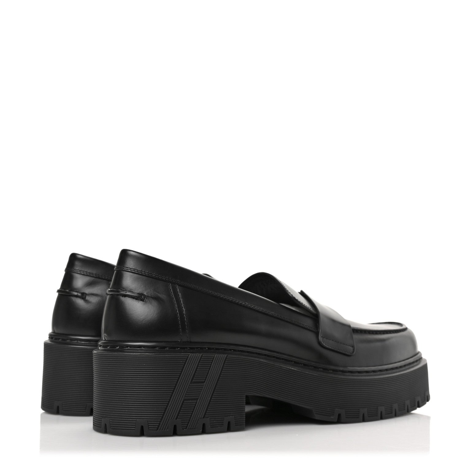 Hermes Glazed Calfskin Womens Hitch Loafers 41 Black 4 of 8
