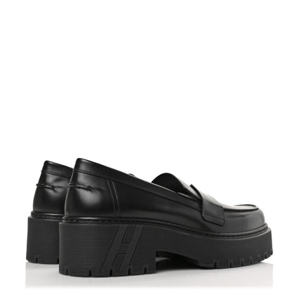 Hermes Glazed Calfskin Womens Hitch Loafers 41 Black 4 of 8