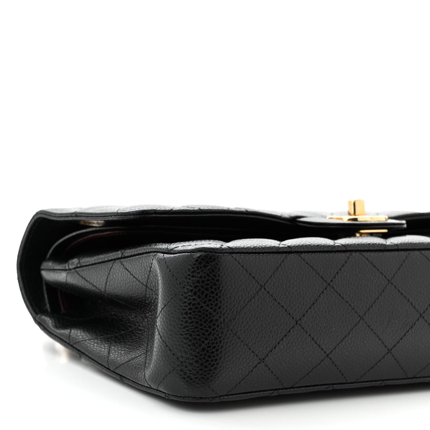 Caviar Quilted Medium Double Flap Black