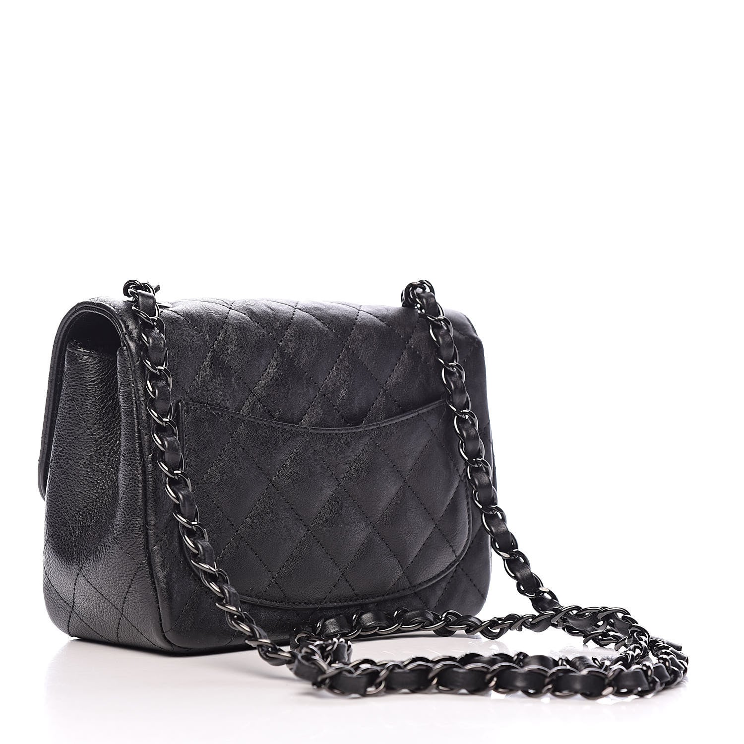Chanel Crumpled Calfskin Quilted Mini Square Flap So Black 3 of 10