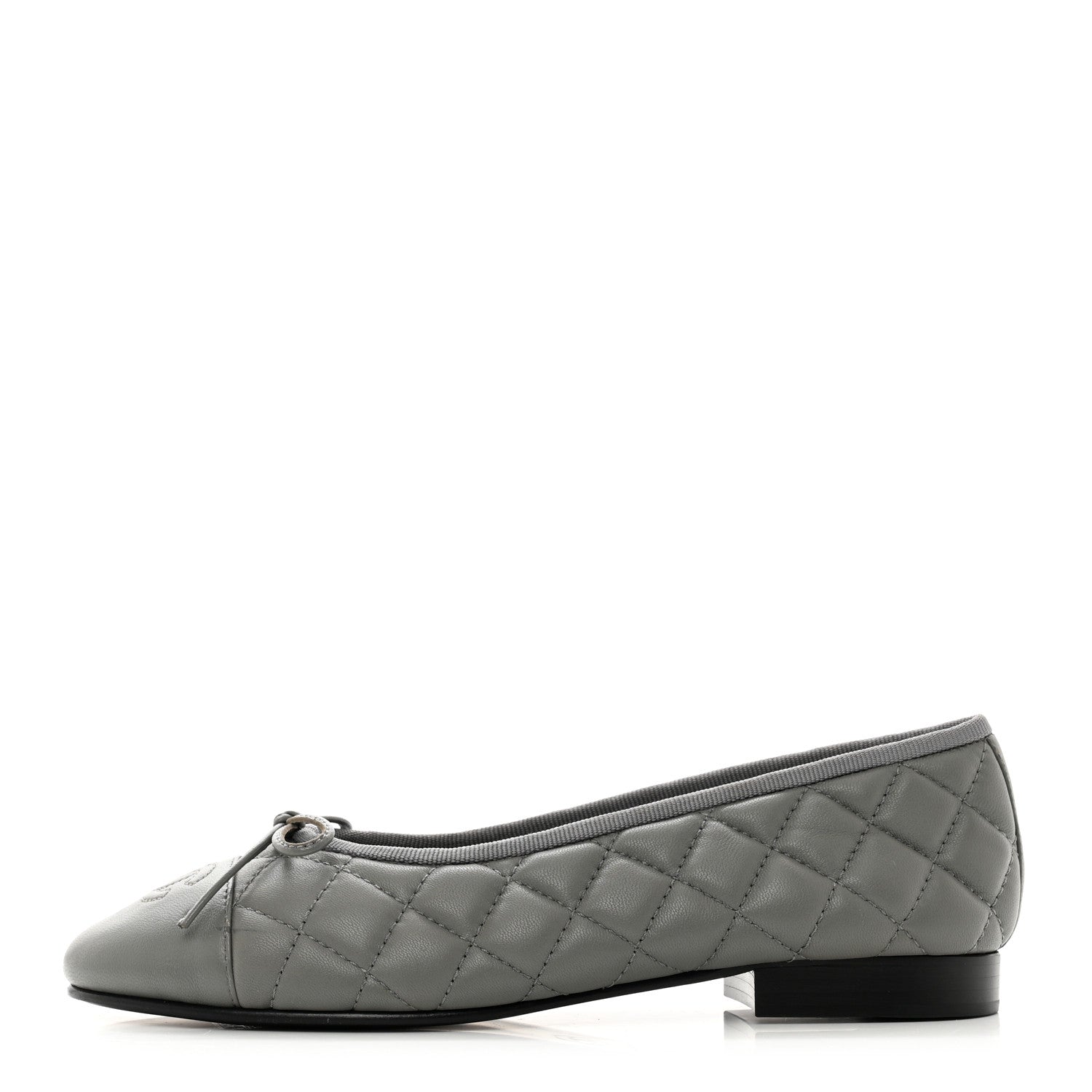 Chanel Lambskin Quilted CC Cap Toe Ballerina Flats 36.5 Grey 1 of 9