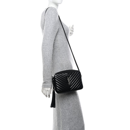 Saint Laurent Calfskin Matelasse Monogram Lou Camera Bag Black 2 of 13