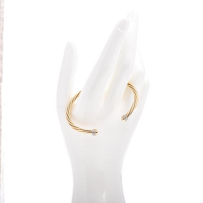 David Yurman 18K Yellow Gold Diamond 4mm Helena Cuff Bracelet 2 of 4