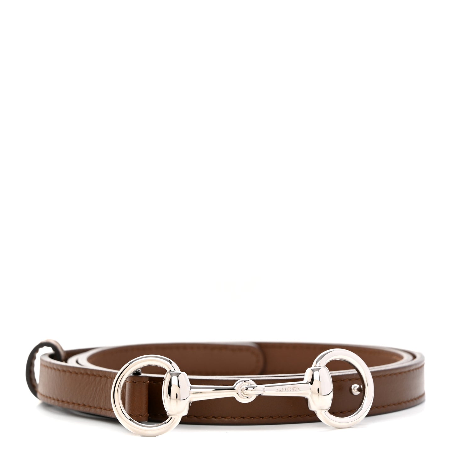 Calfskin Horsebit Skinny Belt 85 34 Brown
