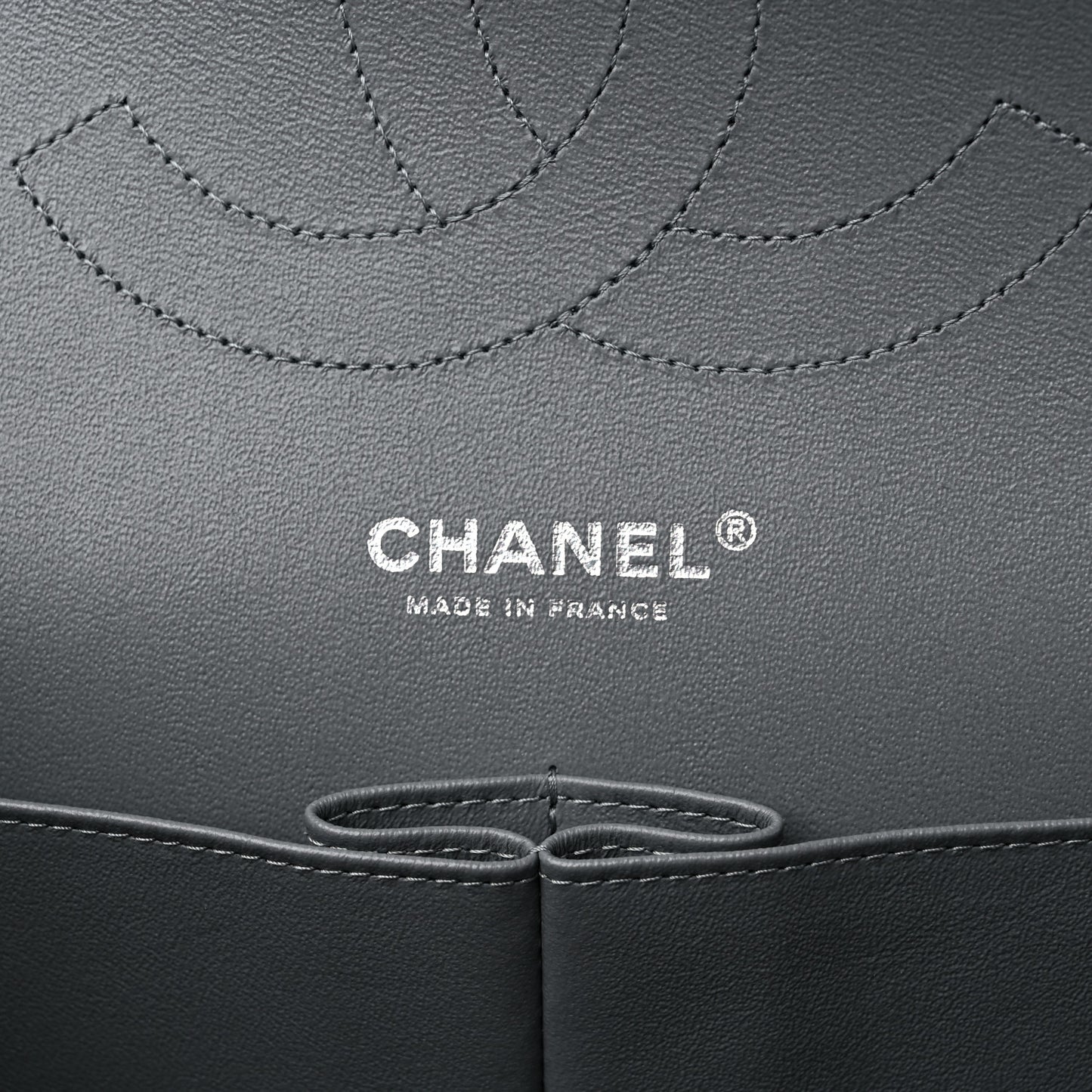 Caviar Quilted Jumbo Double Flap Grey