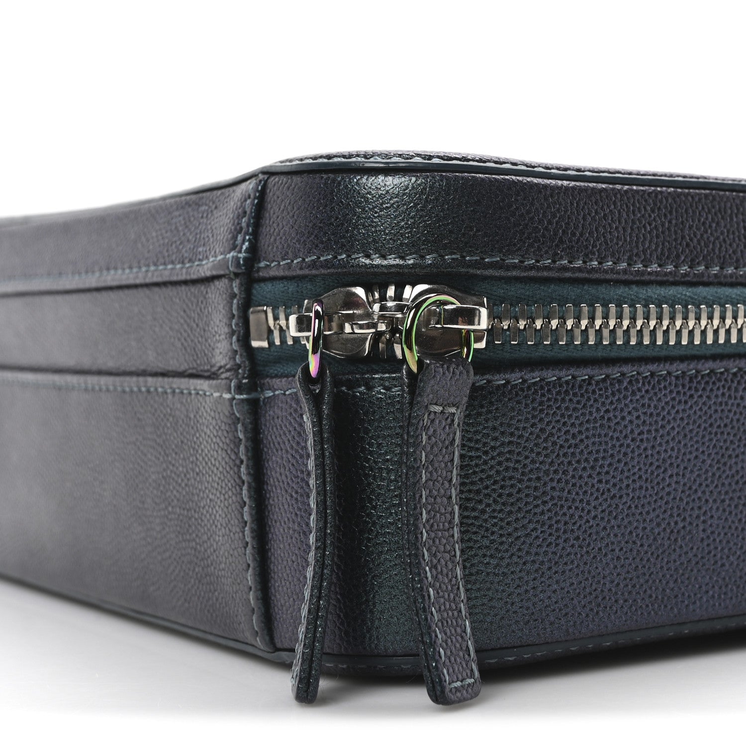 Chanel Iridescent Caviar Quilted Medium CC Filigree Vanity Case Dark Turquoise 10 of 10