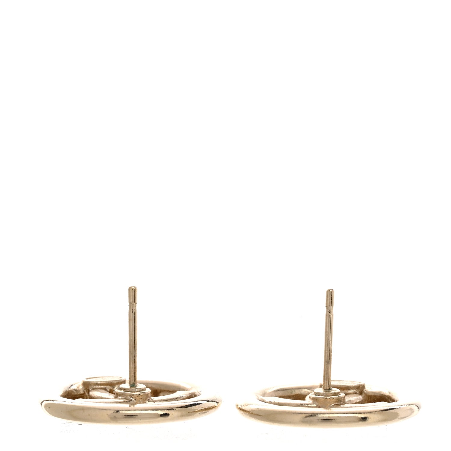 Chanel Crystal CC Round Earrings Gold 4 of 5