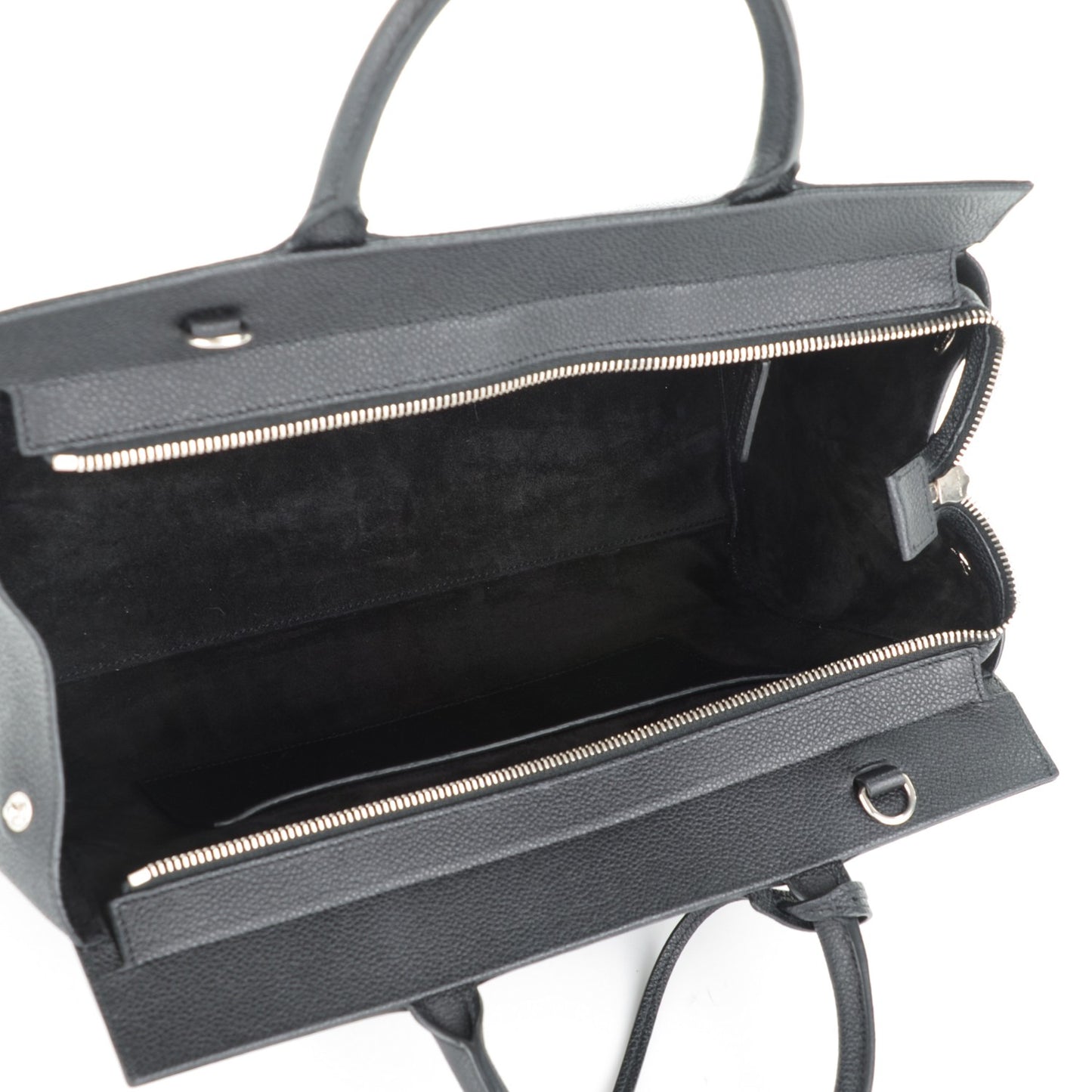 Grained Calfskin Small Cabas Rive Gauche Black