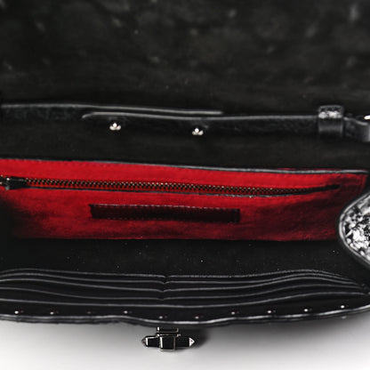 Valentino Garavani Craquele Nappa Rockstud Spike Wallet on Chain Black 4 of 13