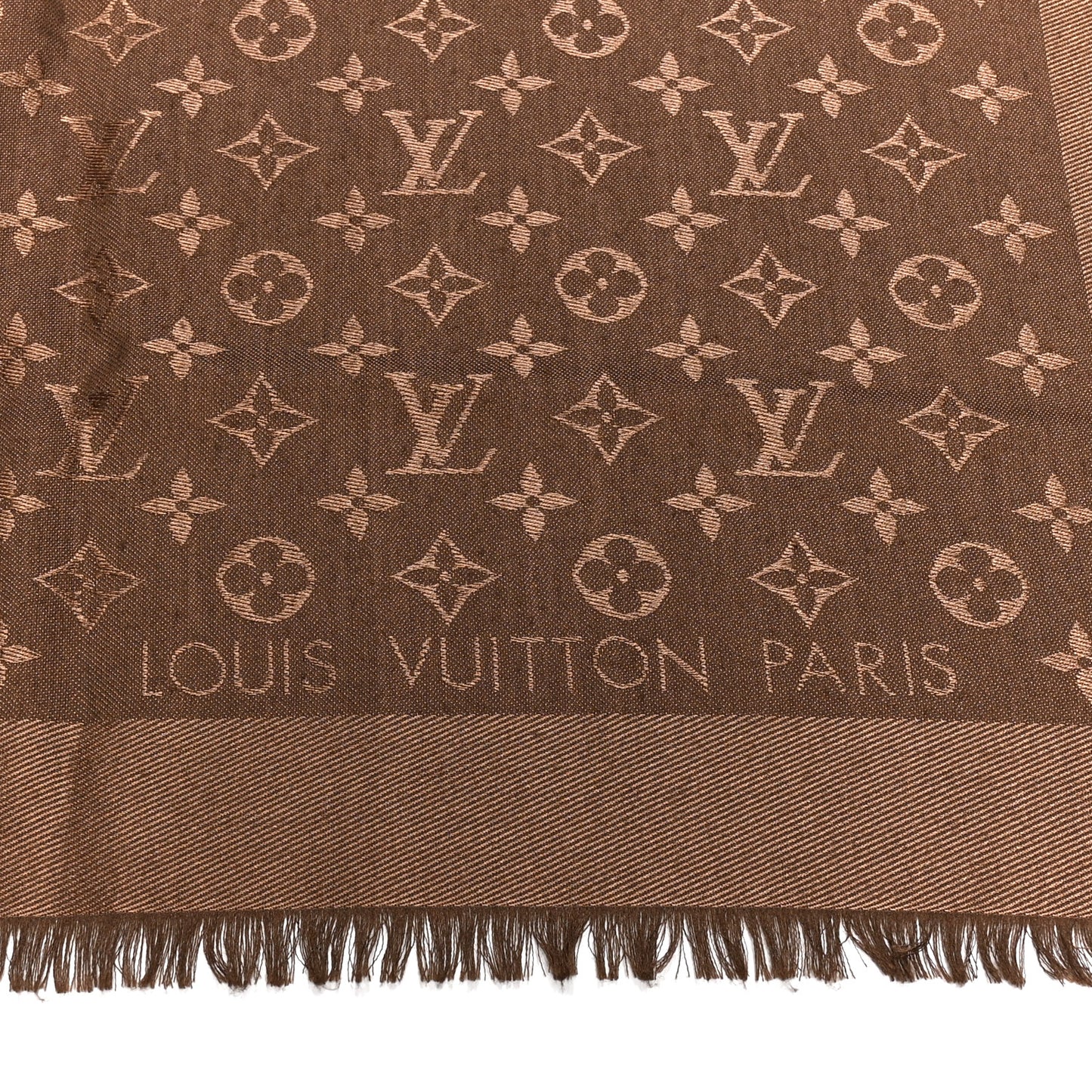 Silk Lurex Wool Monogram Shine Shawl Brown
