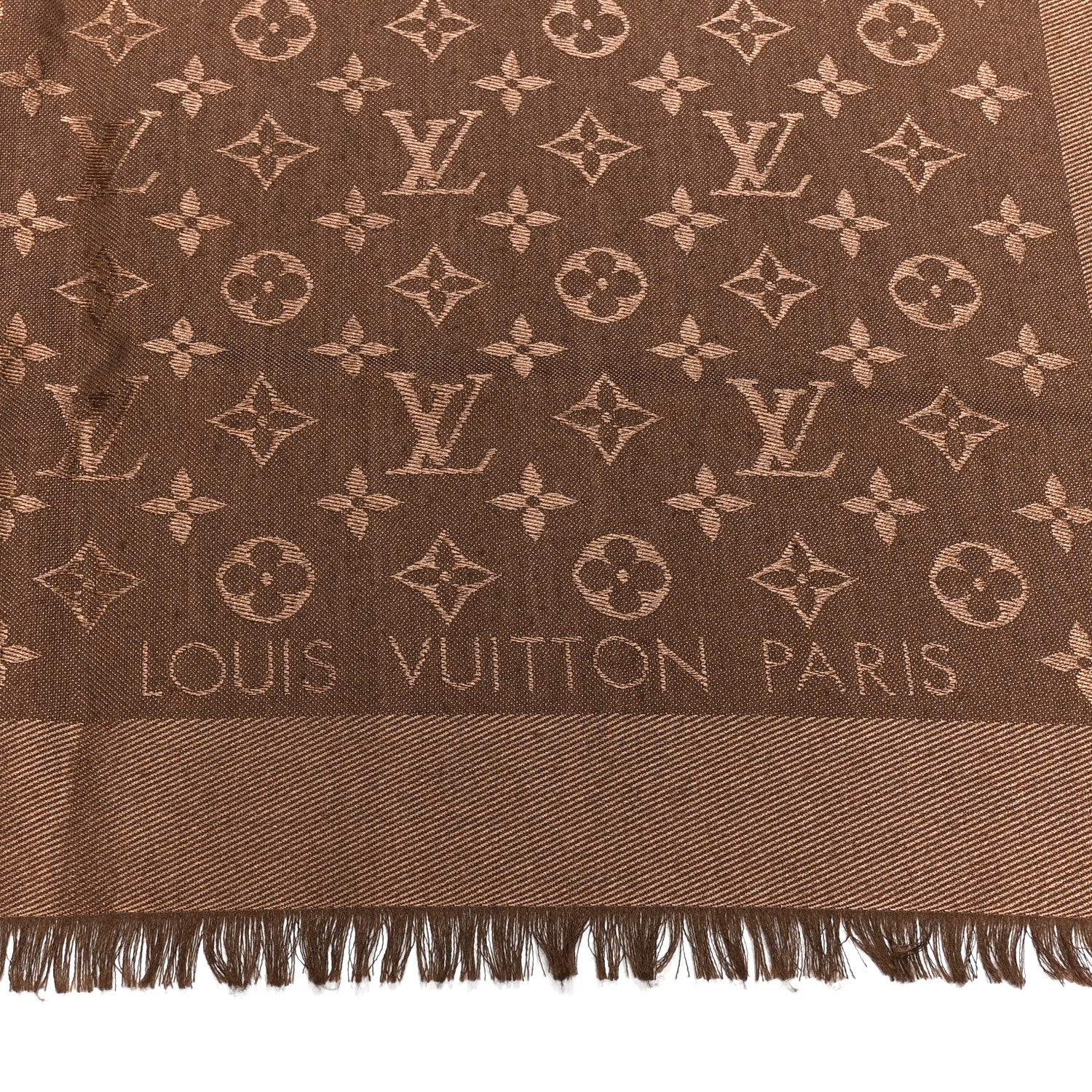 Louis Vuitton Silk Lurex Wool Monogram Shine Shawl Brown 2 of 4