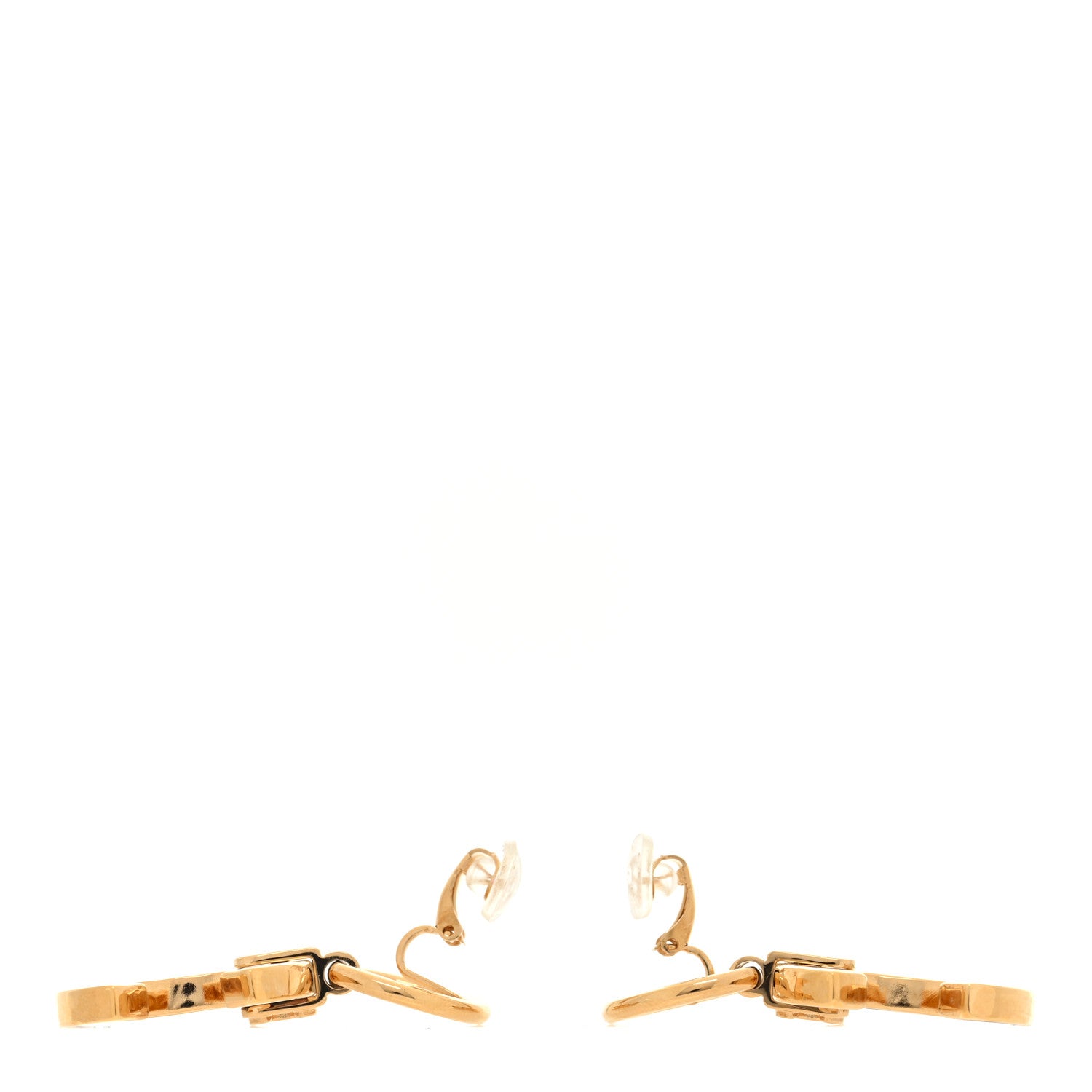 Chanel Metal Resin CC Clip On Earrings Gold Orange Black 3 of 5