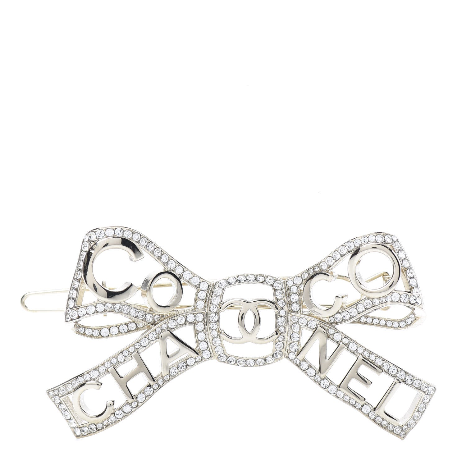 Chanel Metal Crystal Bow-tiful CC Hair Clip Gold 1 of 4
