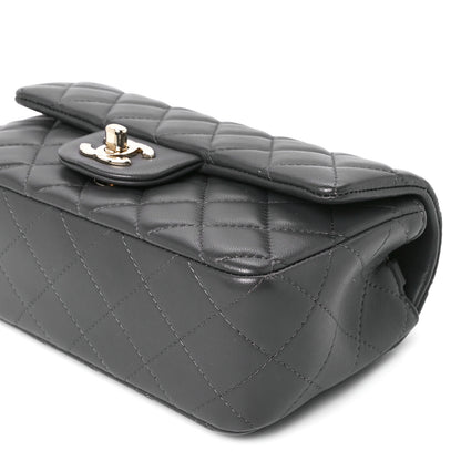 Chanel Lambskin Quilted Mini Rectangular Flap Dark Grey 12 of 13