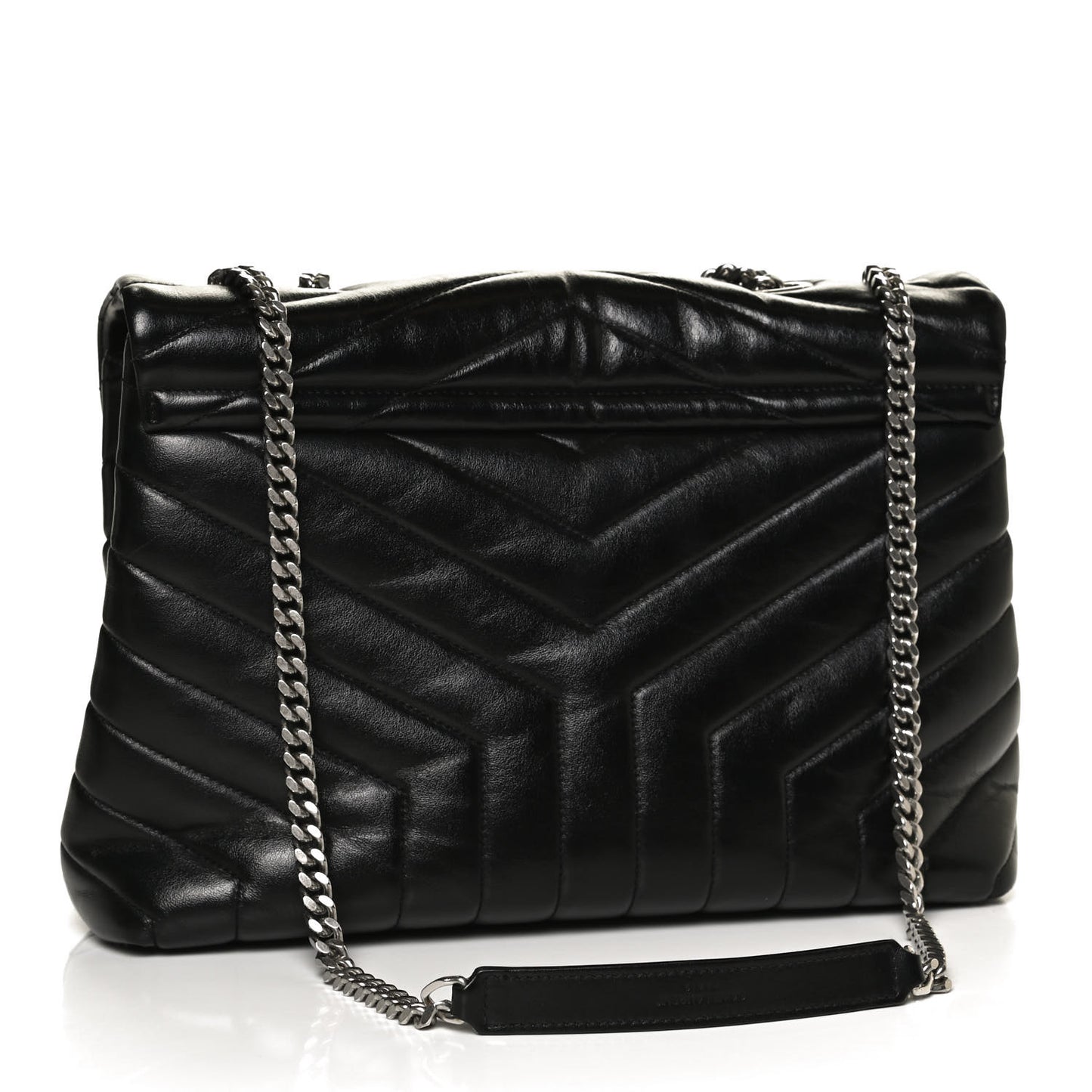 Calfskin Y Quilted Monogram Medium Loulou Chain Satchel Black