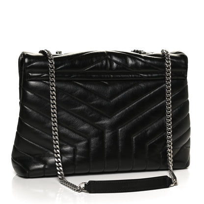 Saint Laurent Calfskin Y Quilted Monogram Medium Loulou Chain Satchel Black 3 of 12