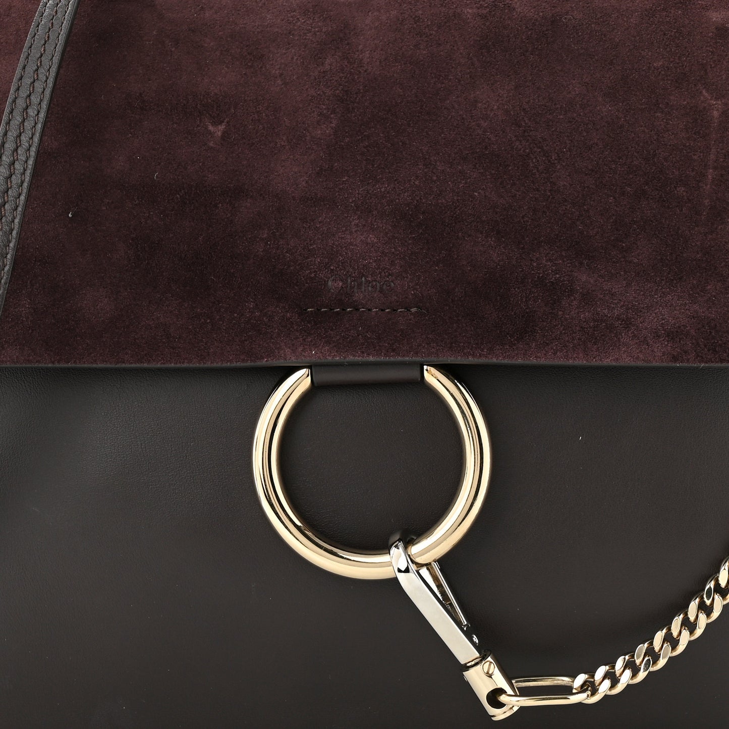 Calfskin Suede Medium Faye Shoulder Bag Carbon Brown