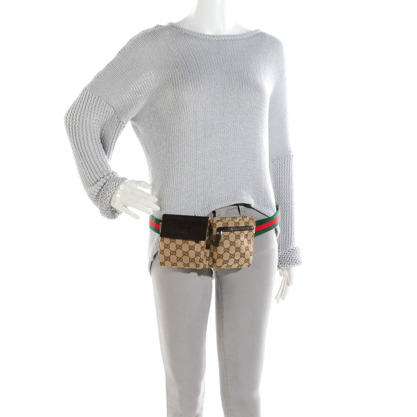 Monogram Web Belt Bag Dark Brown