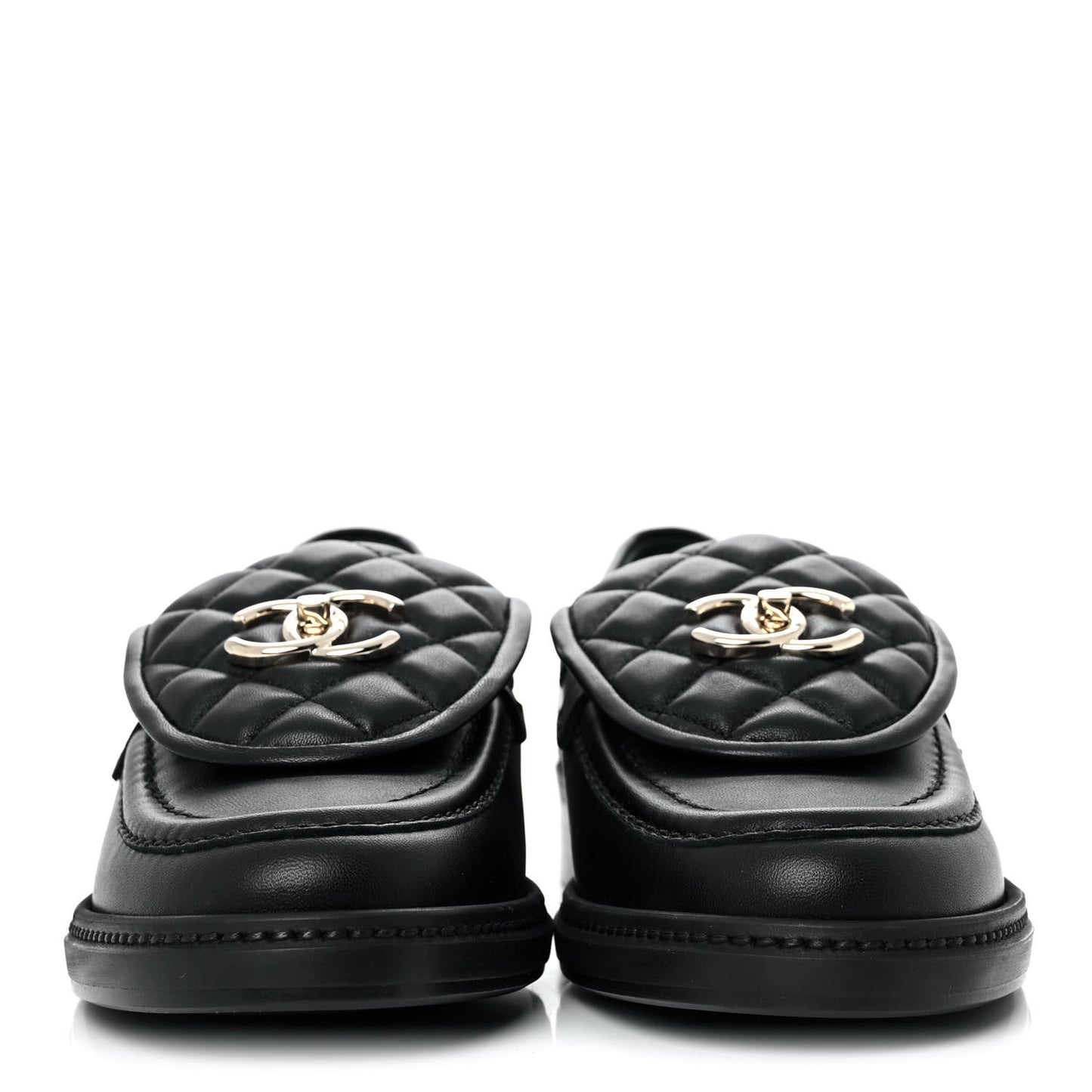 Lambskin Quilted CC Turnlock Loafers 38 Black