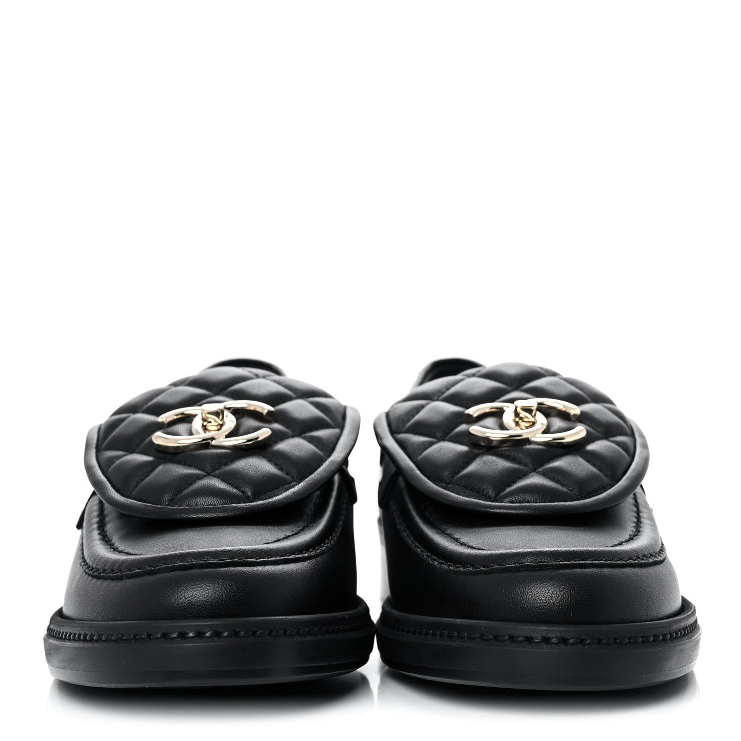 Chanel Lambskin Quilted CC Turnlock Loafers 38 Black 2 of 9