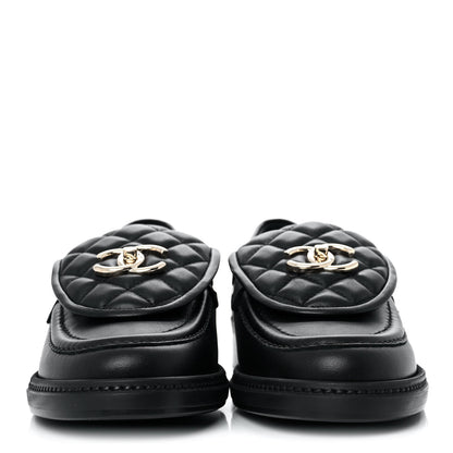 Chanel Lambskin Quilted CC Turnlock Loafers 38 Black 2 of 9