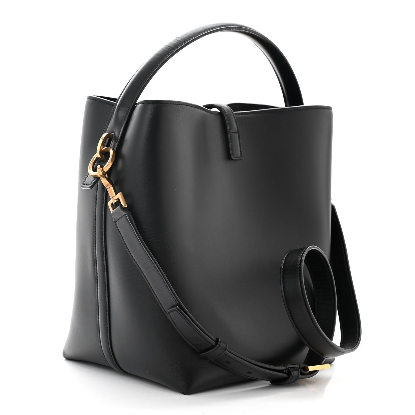Smooth Shiny Calfskin Monogram Le 37 Bucket Bag Black
