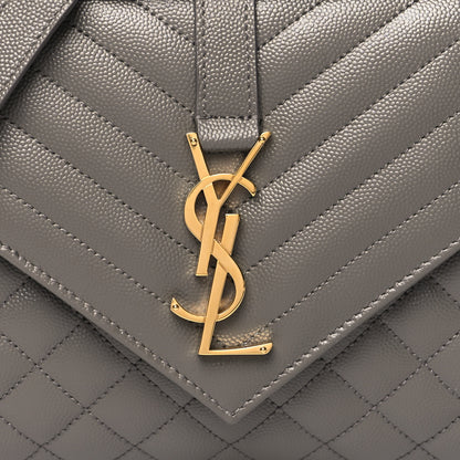 Saint Laurent Grain De Poudre Textured Mixed Matelasse Medium Triquilt Monogram Satchel Earth 7 of 9