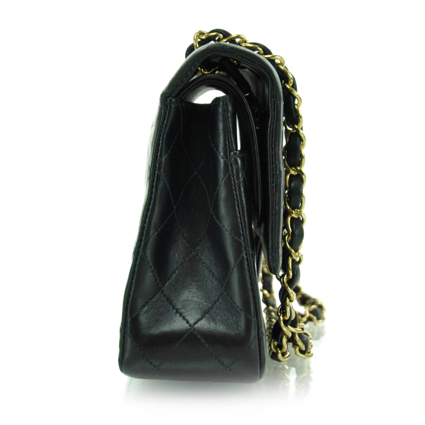 Lambskin Quilted Small Double Flap Black