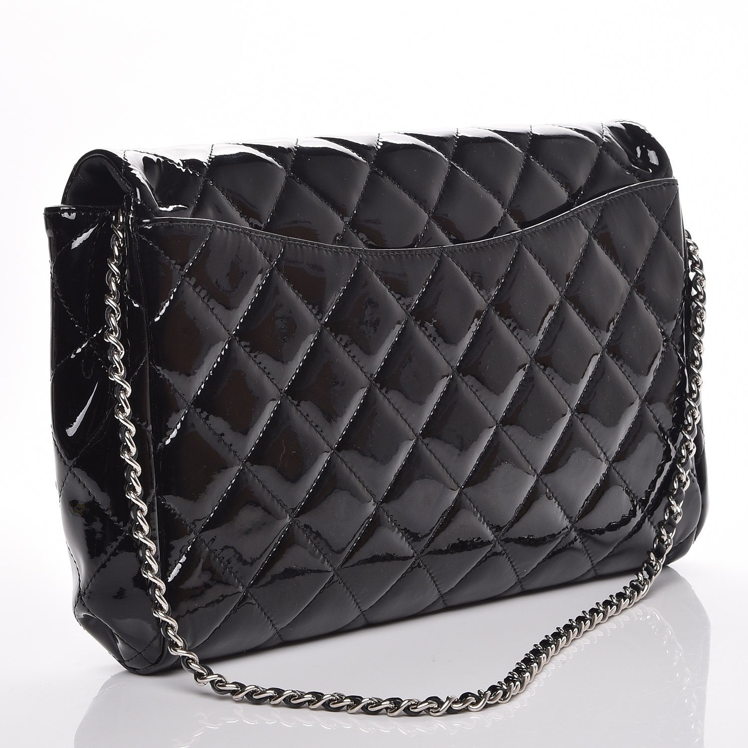 Chanel Patent Quilted Clutch with Chain Flap Black 3 of 7