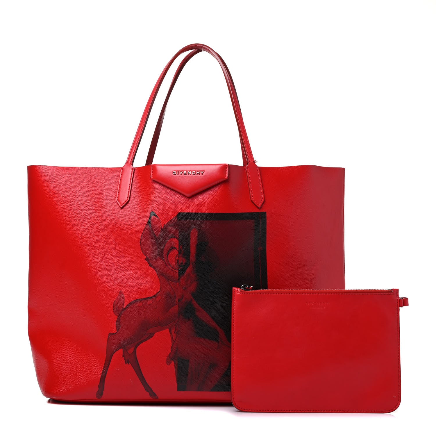Givenchy Textured Coated Canvas Bambi Print Large Antigona Tote Red 1 of 9