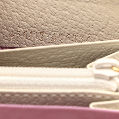 Gucci Textured Dollar Calfskin Berry Print GG Marmont Zip Around Wallet Mystic White Light Pink 7 of 8