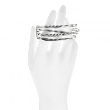 David Yurman Sterling Silver Diamond Crossover Four Row Cuff Bracelet 2 of 5