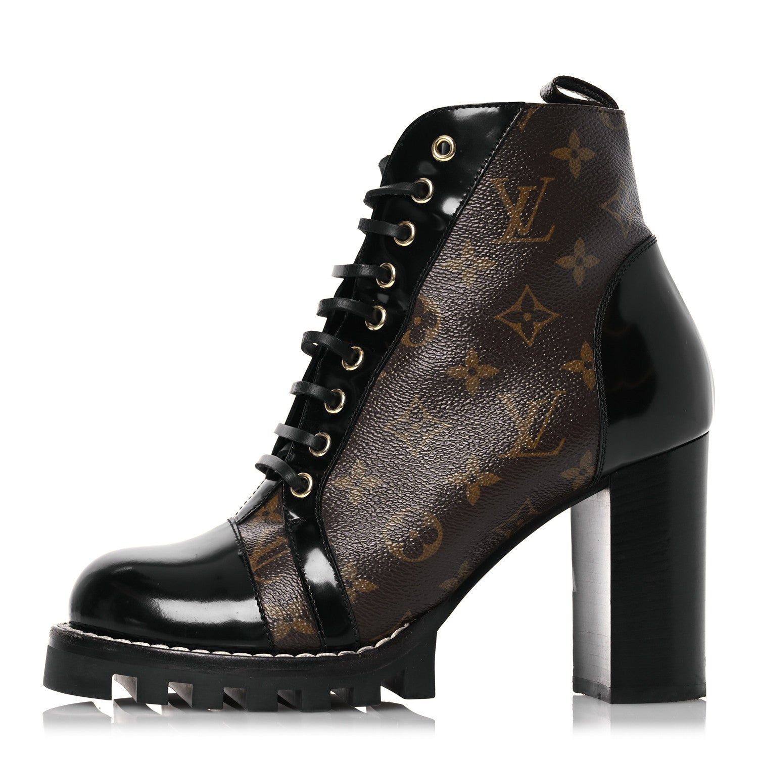 Louis Vuitton Patent Calfskin Monogram Star Trail Ankle Boots 40 Black 1 of 15