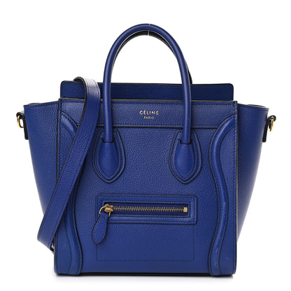 Celine Drummed Calfskin Nano Luggage Indigo 1 of 9