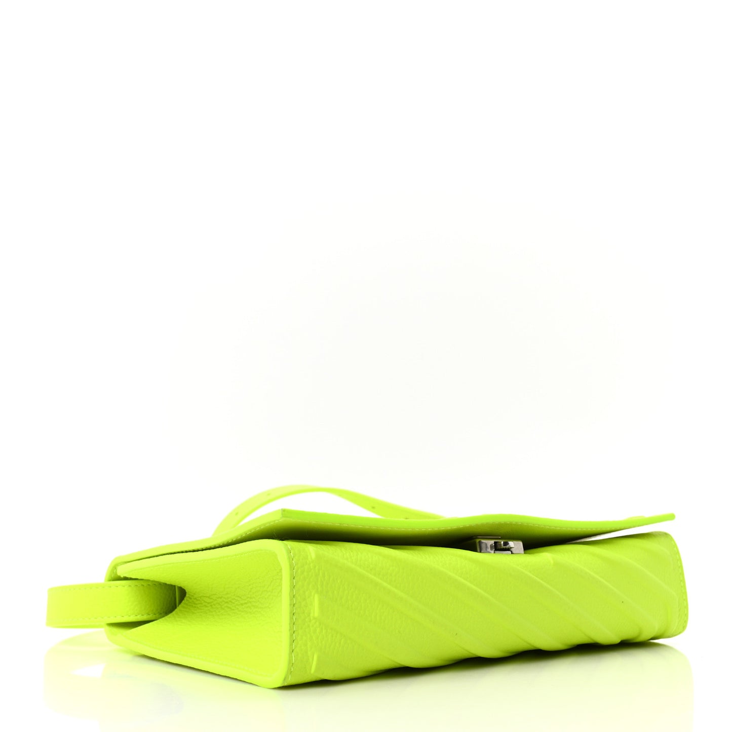 Grained Calfskin Embossed Car Flap Bag Fluo Yellow