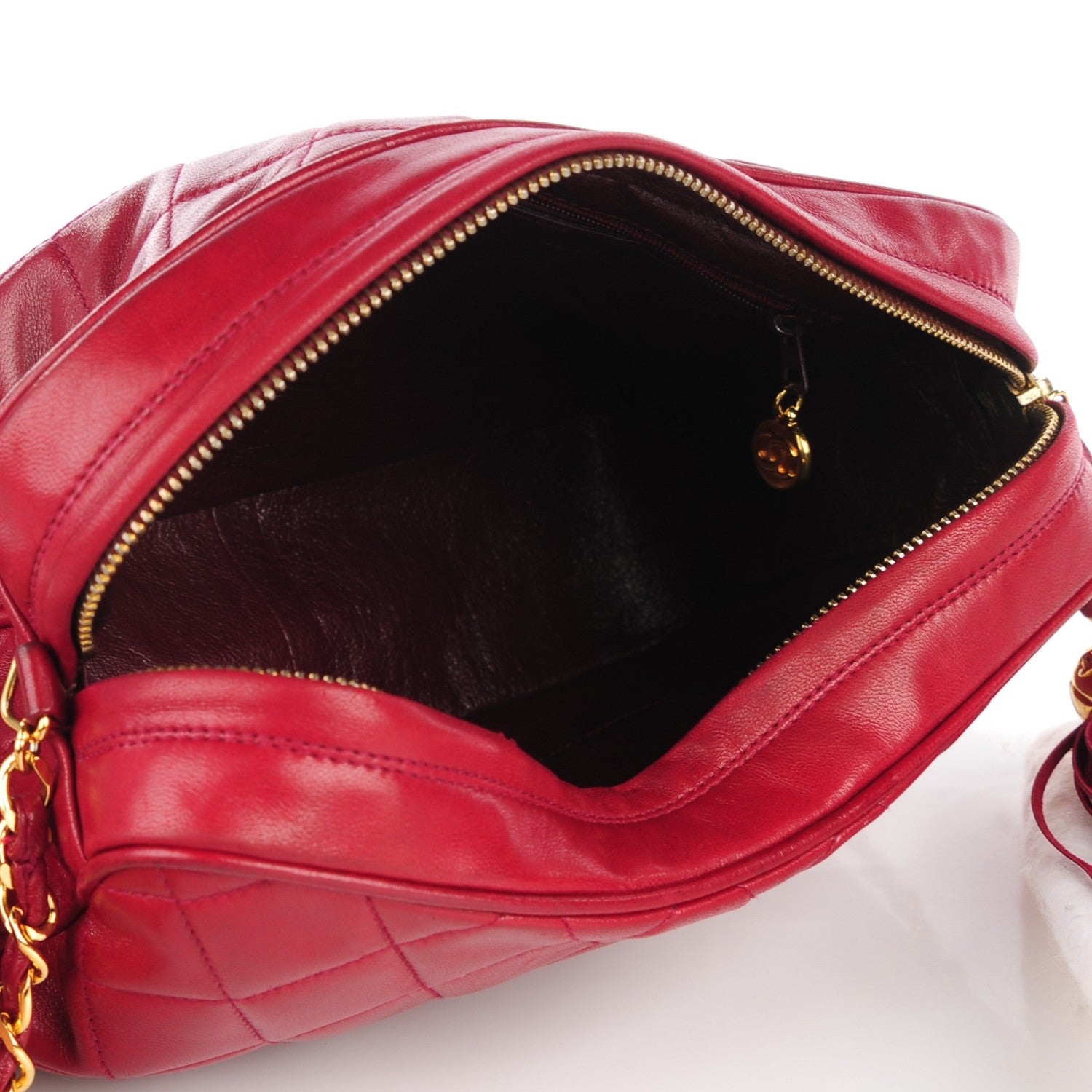 Chanel Lambskin Quilted Tassel Camera Case Red 5 of 8