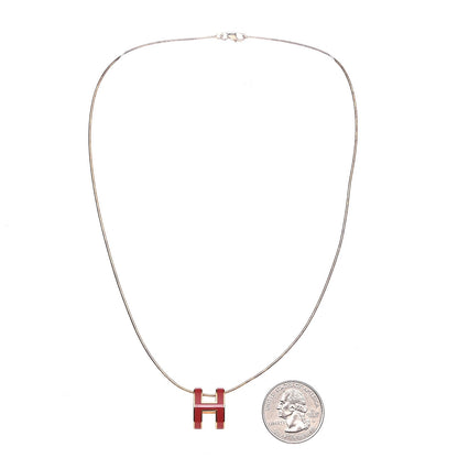 Hermes Lacquered Gold Pop H Pendant Necklace Corail 6 of 7