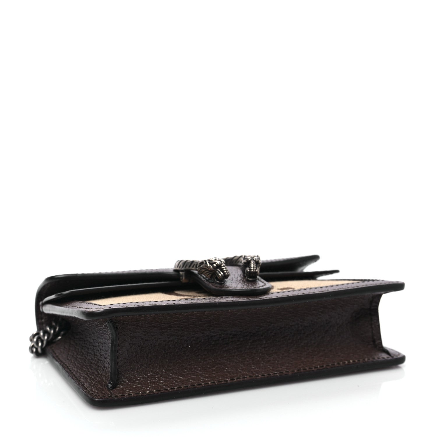 Gucci Monogram Jumbo GG Textured Dollar Calfskin Super Mini Dionysus Shoulder Bag Camel Ebony New Acero 4 of 7