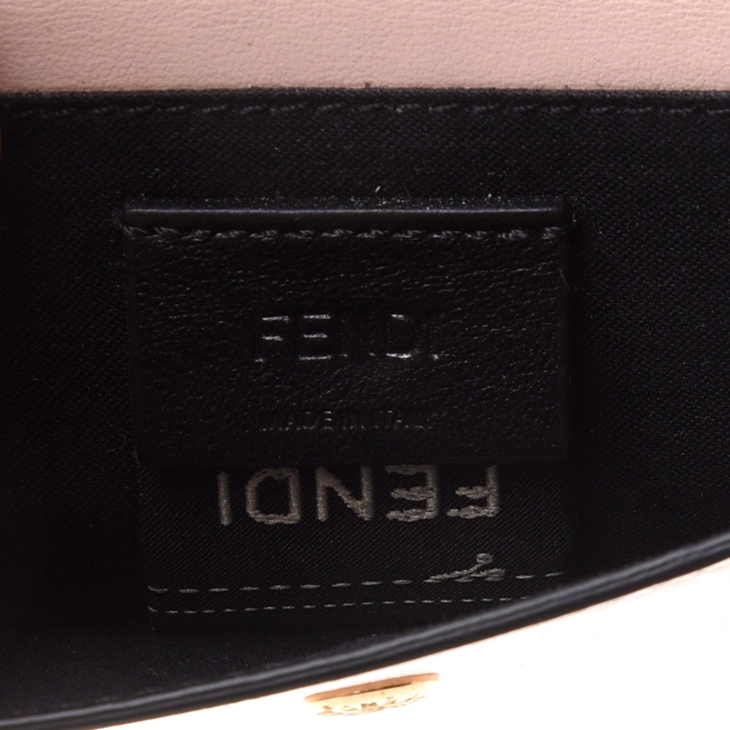 Fendi Vitello Fluffy Logo Fold Over Card Holder Wallet Rosa Quarzo Black 6 of 11