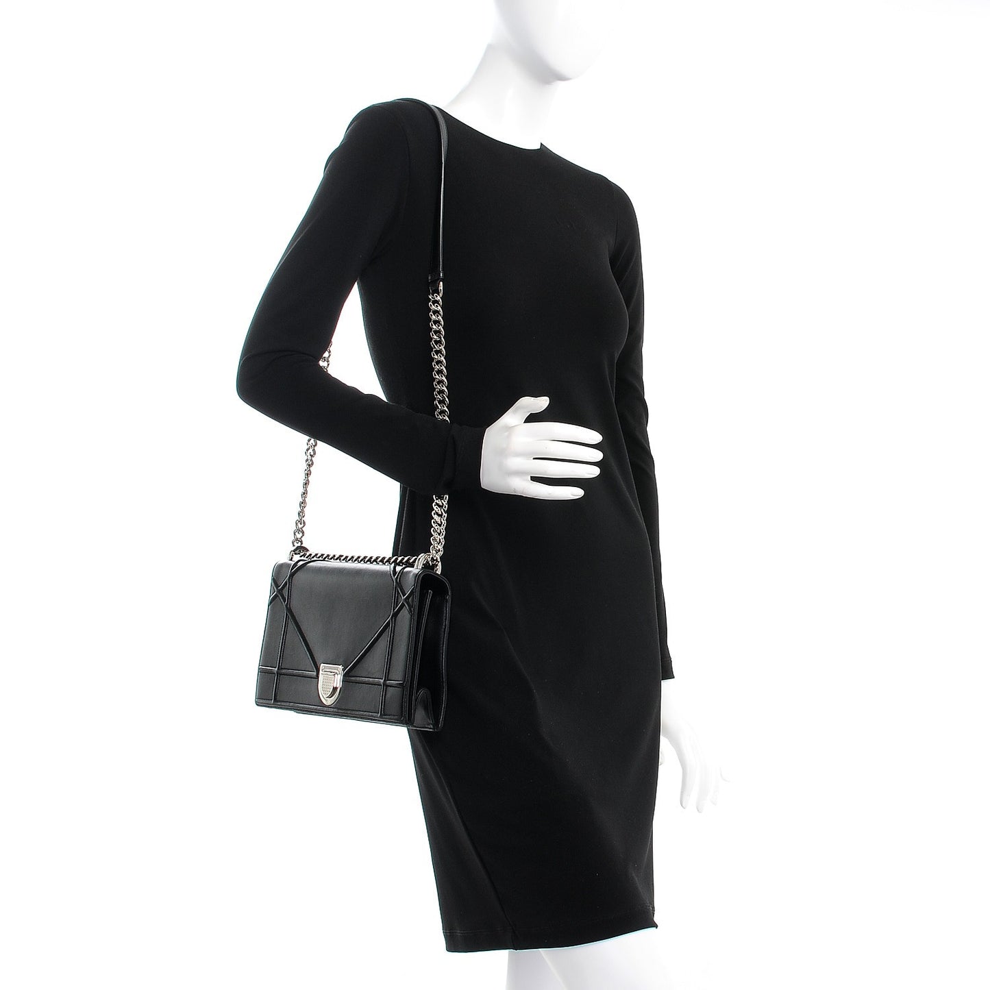 Lambskin Medium Diorama Flap Bag Black