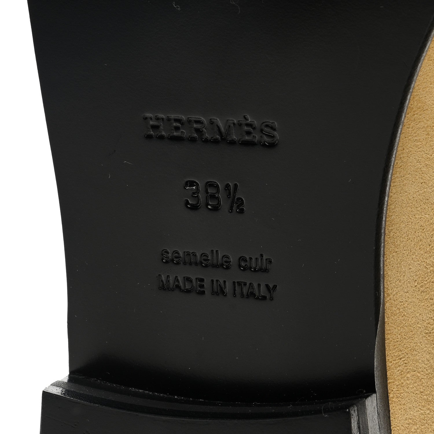 Hermes Suede Goatskin Womens Destin Loafers 38.5 Beige Crin 6 of 9