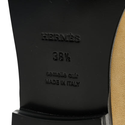 Hermes Suede Goatskin Womens Destin Loafers 38.5 Beige Crin 6 of 9