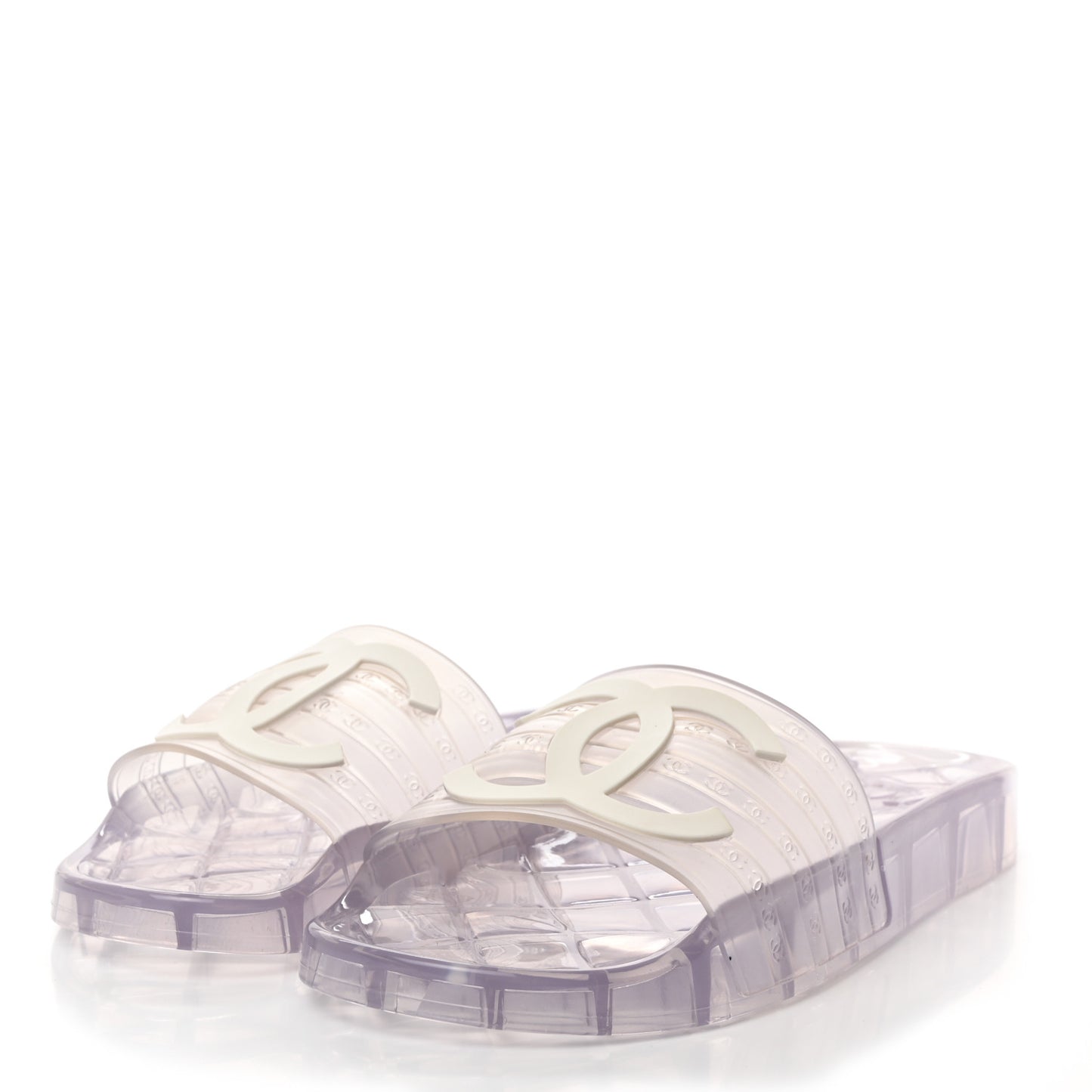 PVC Transparent CC Flat Slide Sandals 39 White