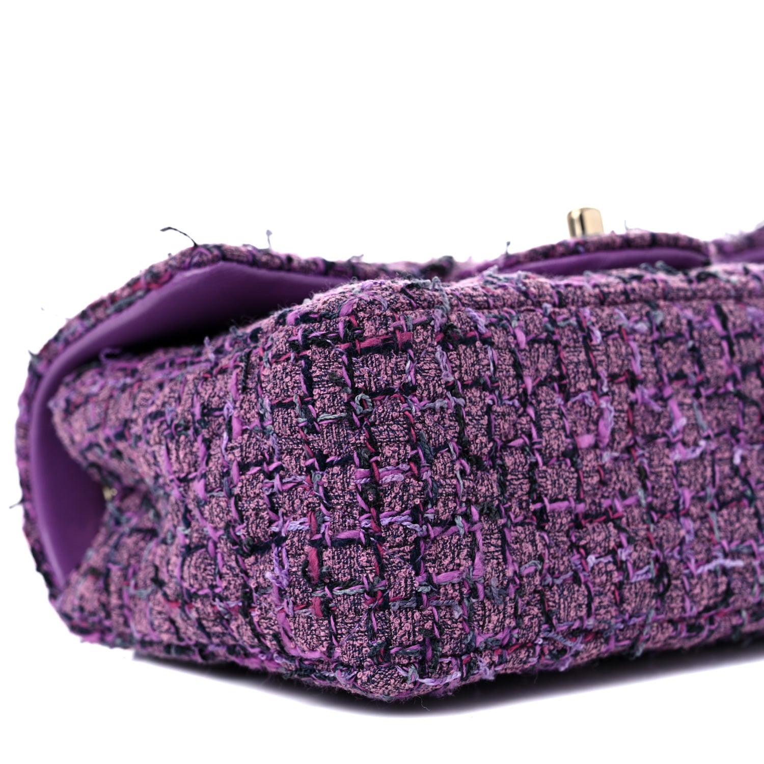 Chanel Tweed Quilted Mini Rectangular Flap Light Purple Pink Navy 8 of 10