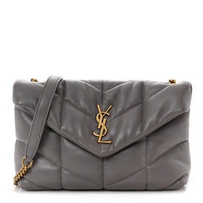 Saint Laurent Lambskin Quilted Toy Loulou Puffer Monogram Chain Satchel Fog 1 of 11