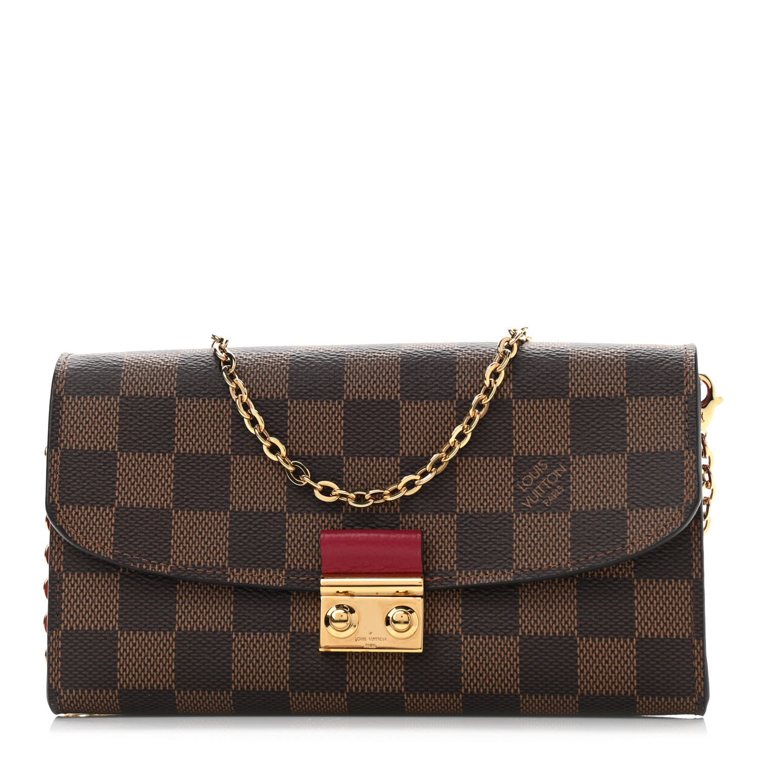 Louis Vuitton Damier Ebene Croisette Chain Wallet 1 of 11